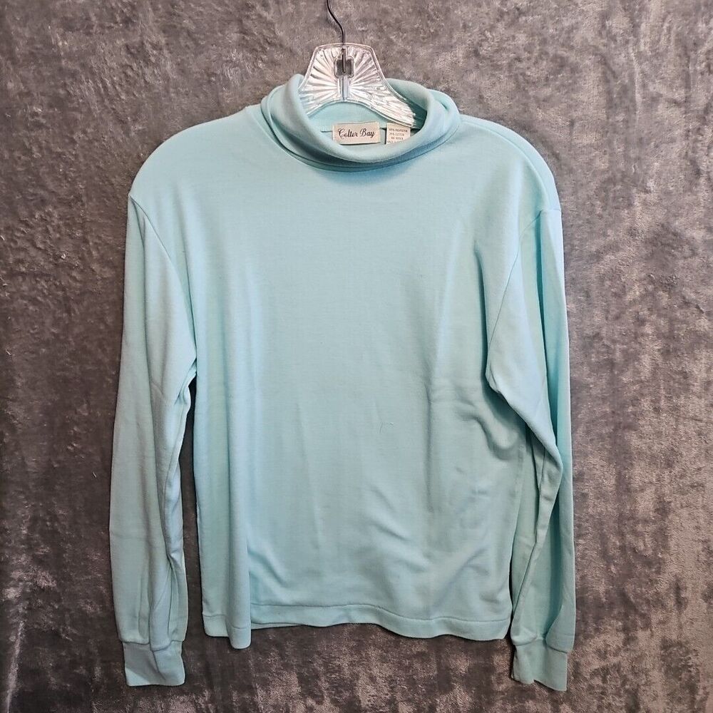 Colter Bay Womens M Turtleneck Top blue cotton blend